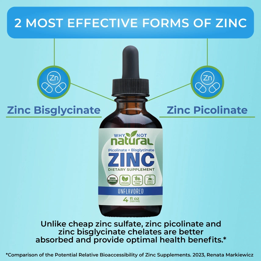 Organic Liquid Zinc Drops Supplement 4 Fl