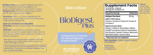 Enzimas digestivas BioDigest Plus (digestión del gluten) 90 cápsulas