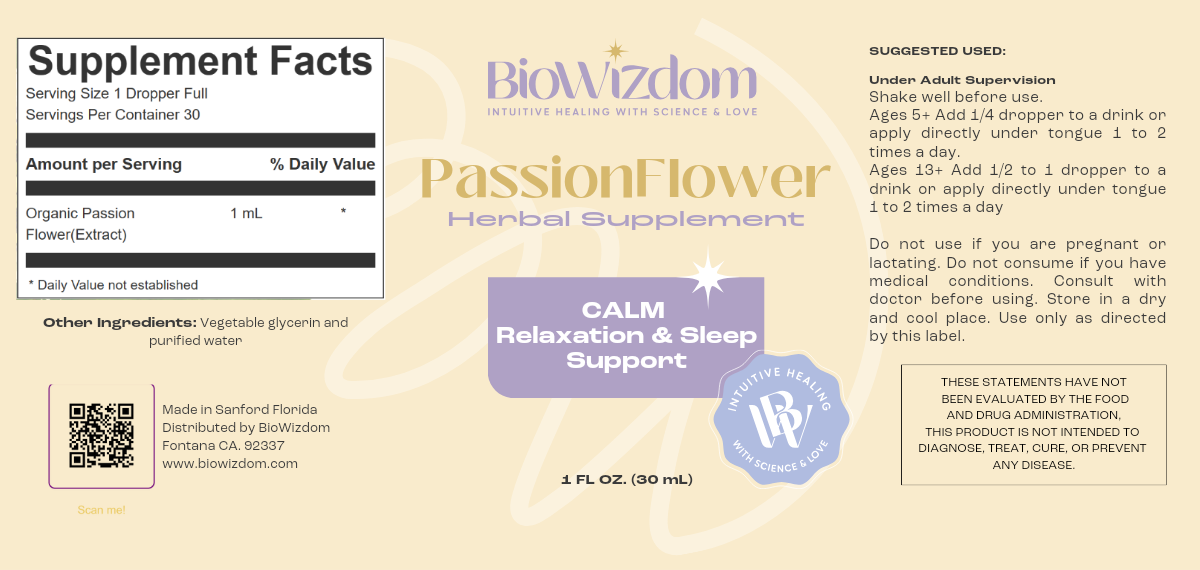BioWizdom Passionflower Tincture 1 oz Bottle