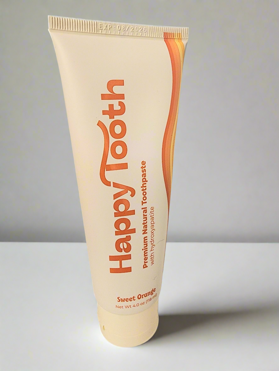 Happy Tooth Natural Hydroxyapatite Toothpaste - Fluoride Free, SLS Free-Sweet Orange
