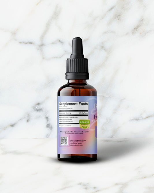Tintura HolistiCalm de BioWizdom, botella de 2 oz