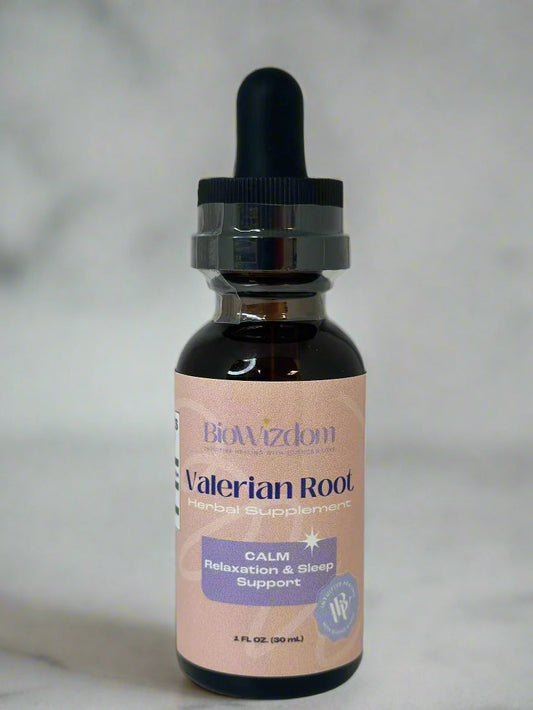 Tintura de raíz de valeriana BioWizdom, botella de 1 oz