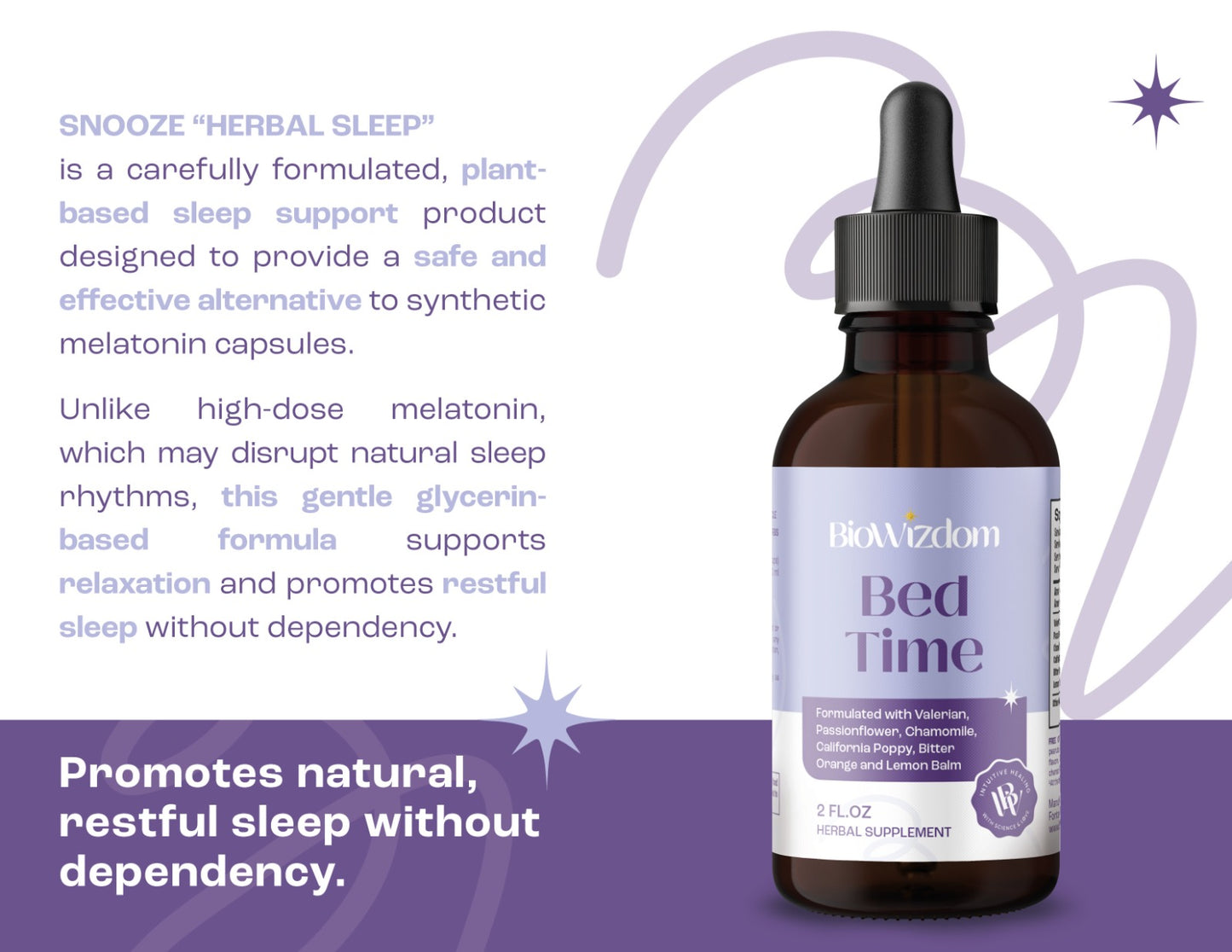 BioWizdom Bed Time Melatonin Free Sleep Tincture 2 oz