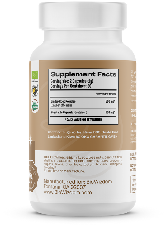 BioWizdom Organic Ginger (digestive aid) 120 caps