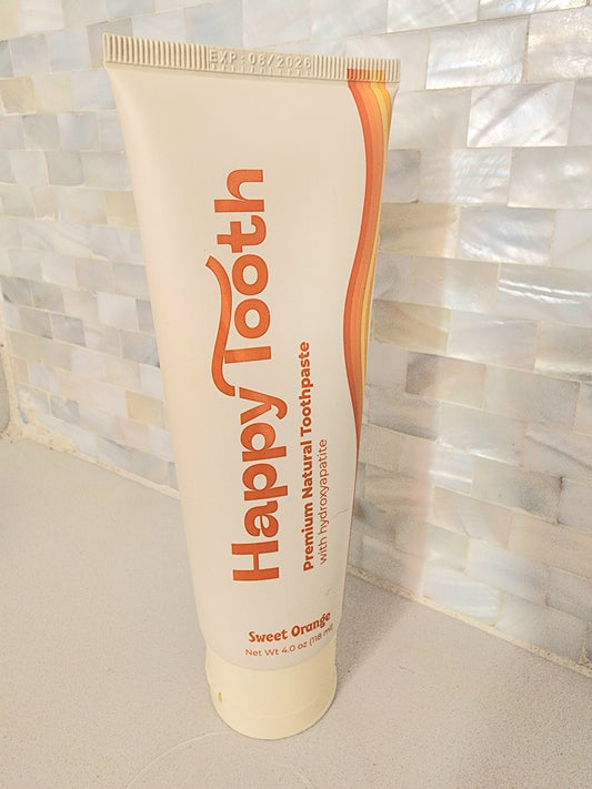 Happy Tooth Natural Hydroxyapatite Toothpaste - Fluoride Free, SLS Free-Sweet Orange