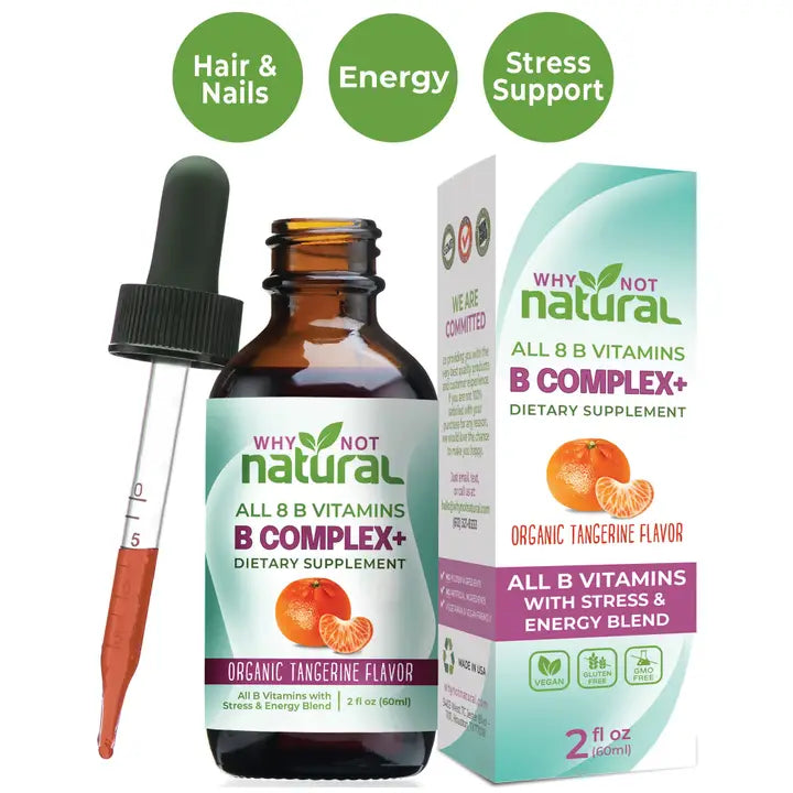 Complejo B líquido: 8 vitaminas B + antiestrés y energía naturales, 2 oz 