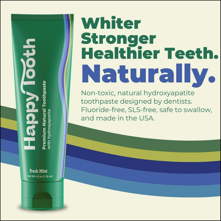 Happy Tooth Natural Hydroxyapatite Toothpaste - Fluoride Free, SLS Free