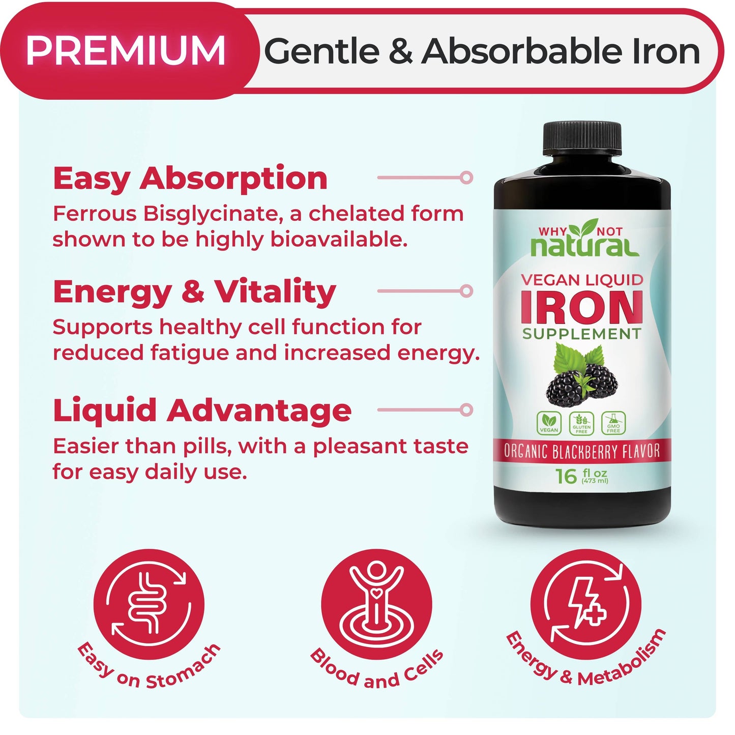 Liquid Iron Supplement for Women, Men and Kids