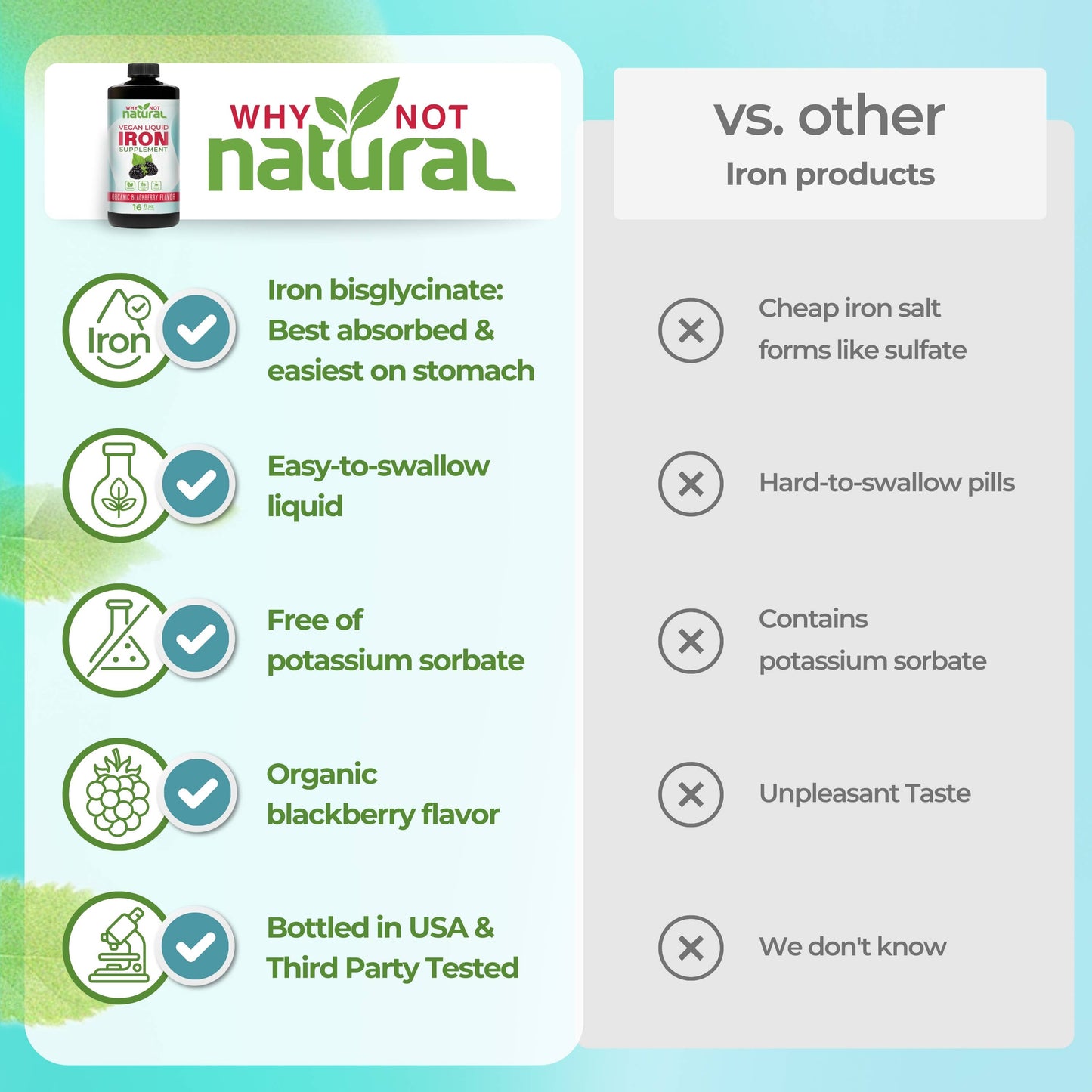 Liquid Iron Supplement for Women, Men and Kids