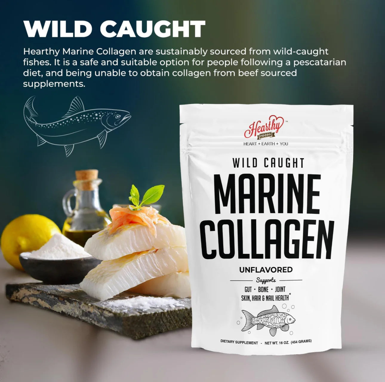 Wild Caught Marine Collagen 16 Oz (454 grams)