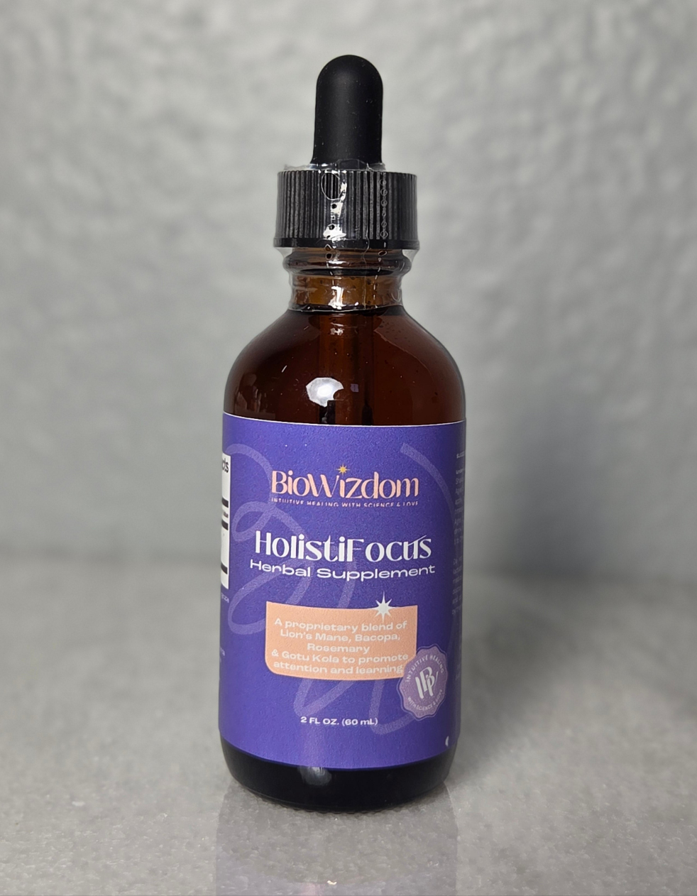 Tintura HolistiFocus de BioWizdom, botella de 2 oz 