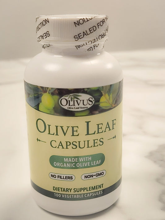 Olive Leaf Capsules - 100 Ct Bottle - 550 mg of Certified Organic Olive Leaf Powder - No Fillers - Immune Support Antioxidant Health Supplement