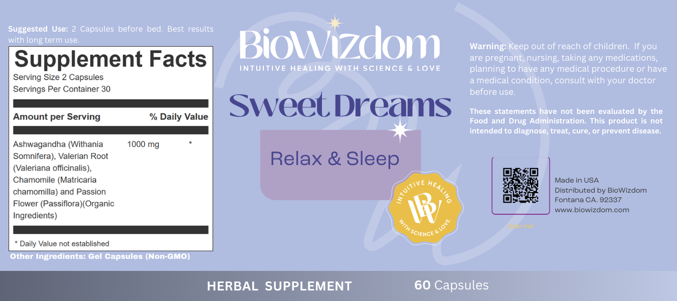 Cápsulas BioWizdom Sweet Dreams, 42 unidades: ayuda para dormir sin melatonina 