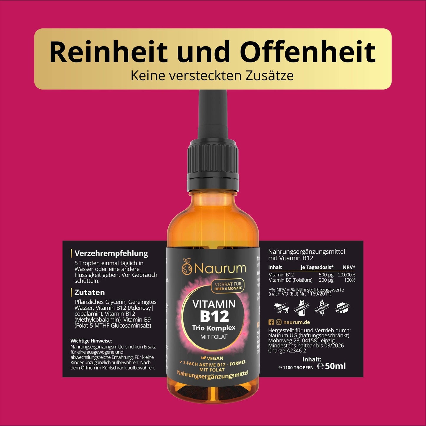 Vitamin B12 trio complex with folate