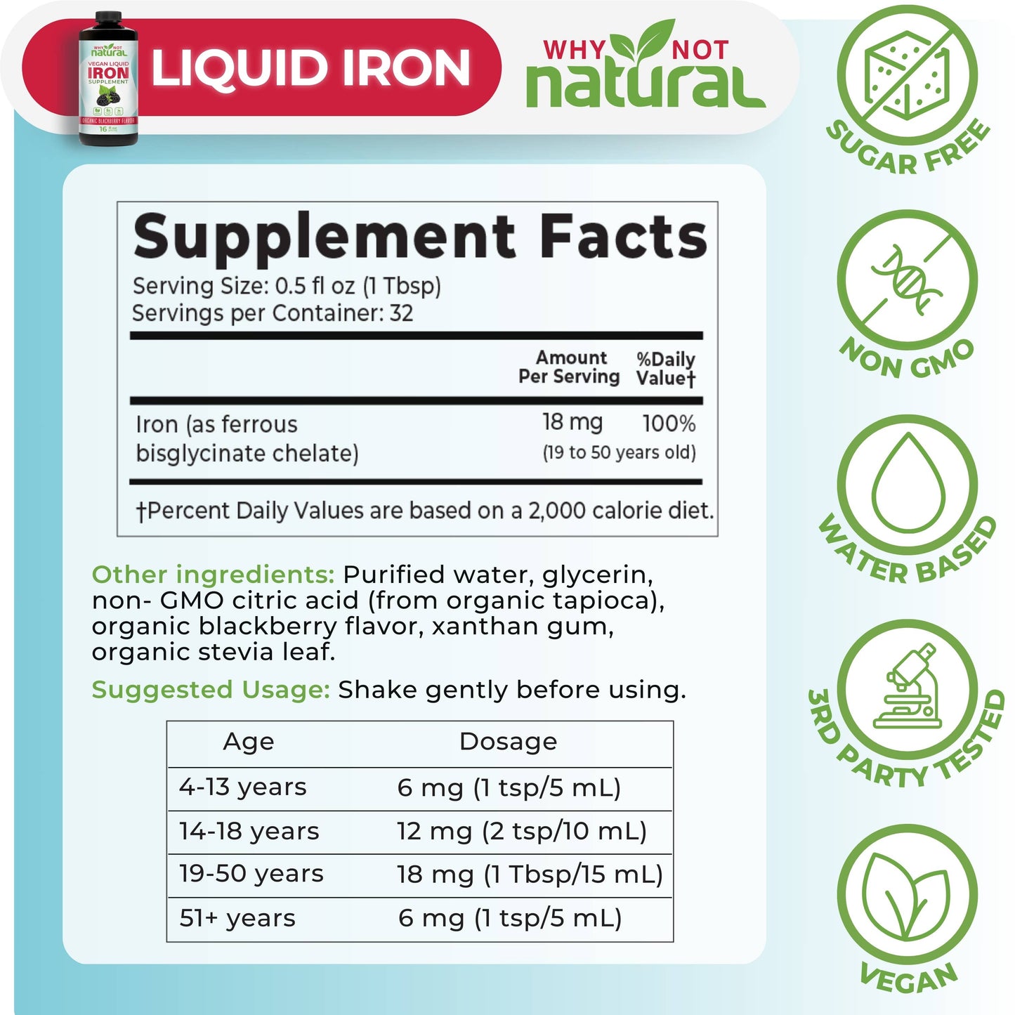 Liquid Iron Supplement for Women, Men and Kids