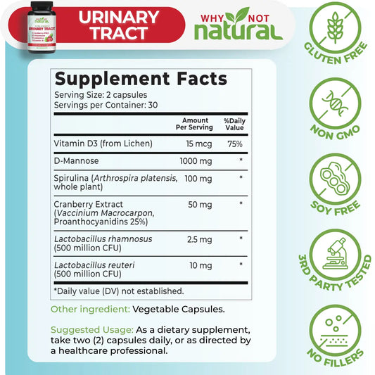 5-in-1 Uti Pills with D Mannose, Urinary Health Formula (60 caps)