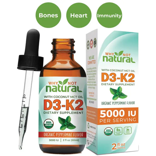 Organic Vitamin D3 Liquid Drops with K2 (MK-7) 2oz