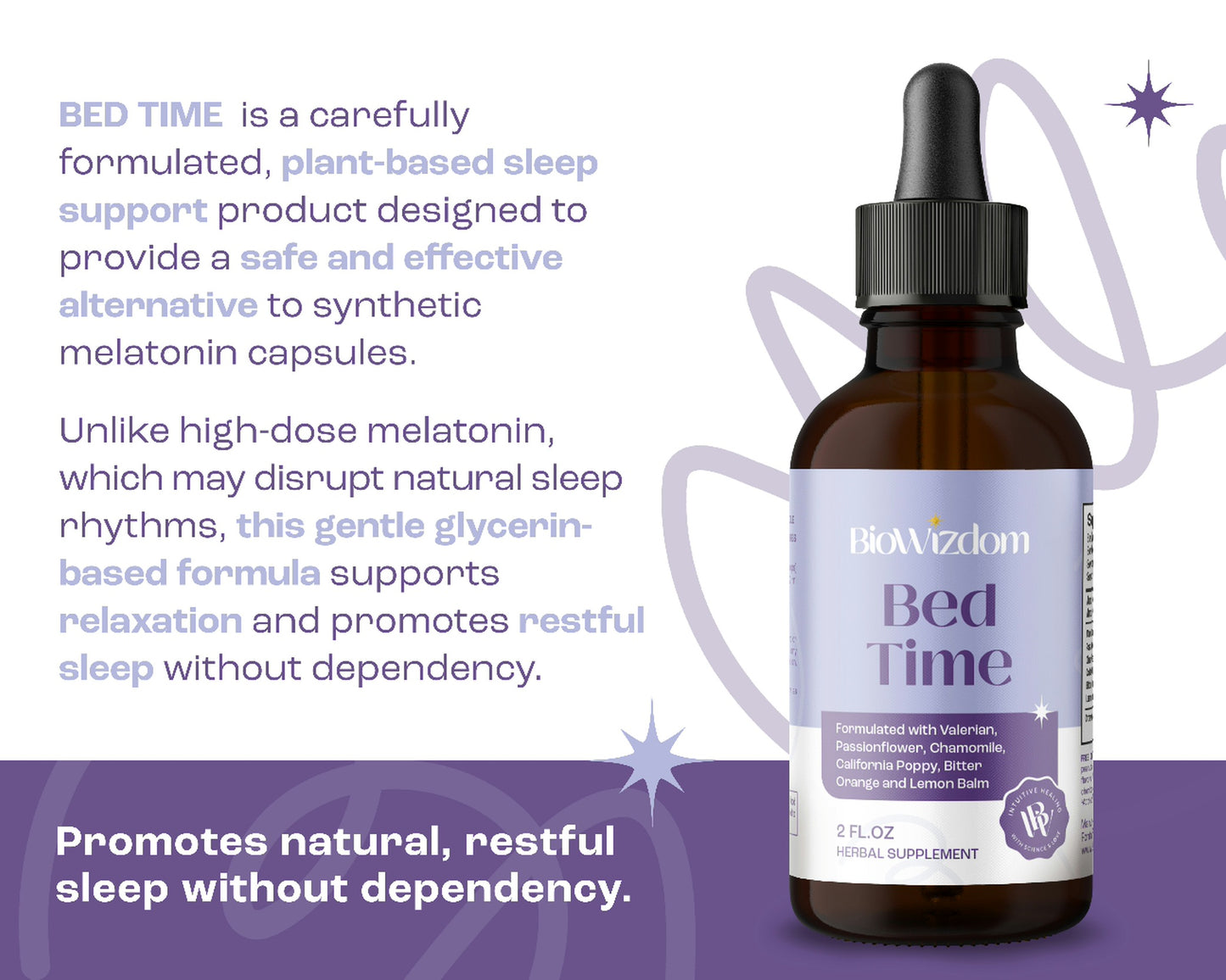 BioWizdom Bed Time Melatonin Free Sleep Tincture 2 oz