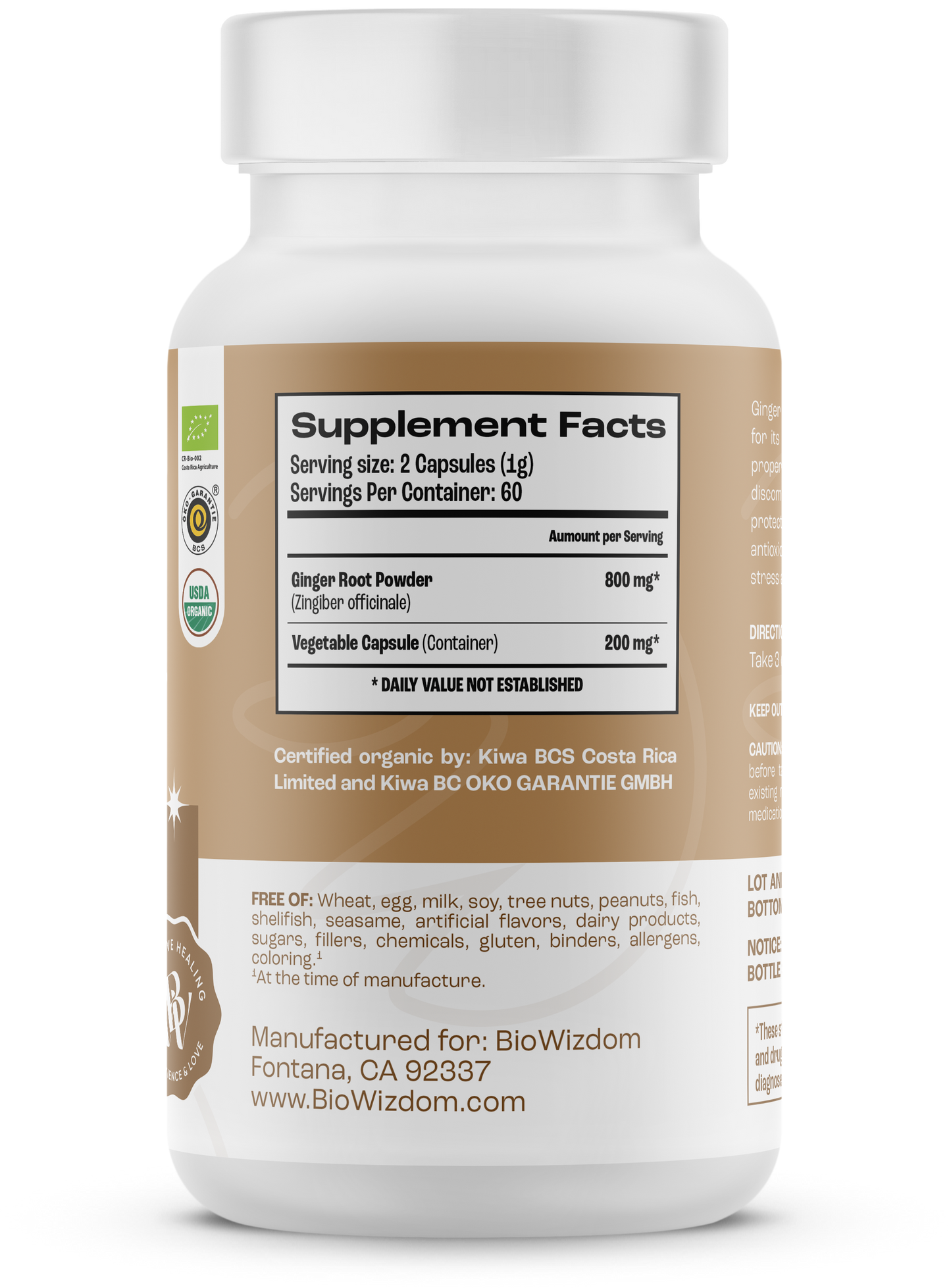 BioWizdom Organic Ginger (digestive aid) 120 caps