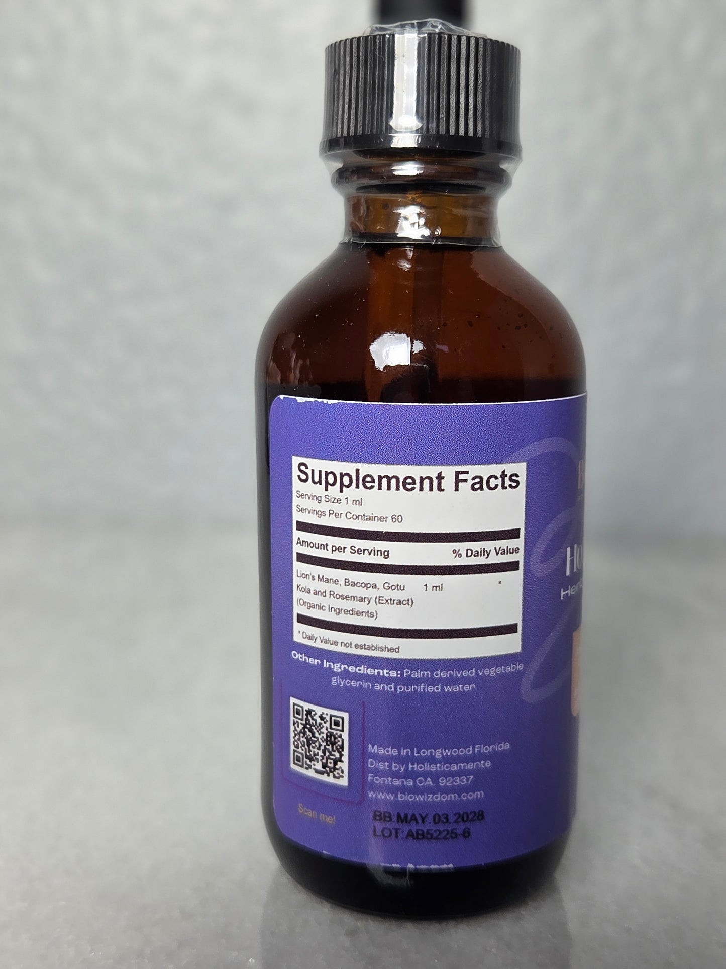 Tintura HolistiFocus de BioWizdom, botella de 2 oz 