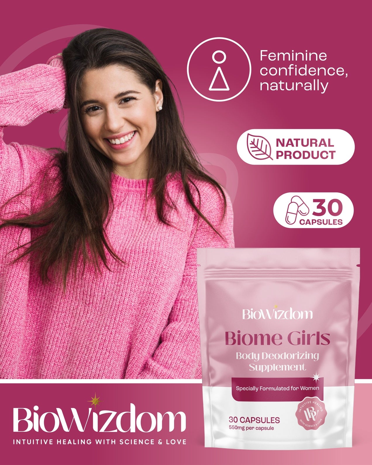 BioWizdom Biome Girls Oral Deodorant (30 caps)