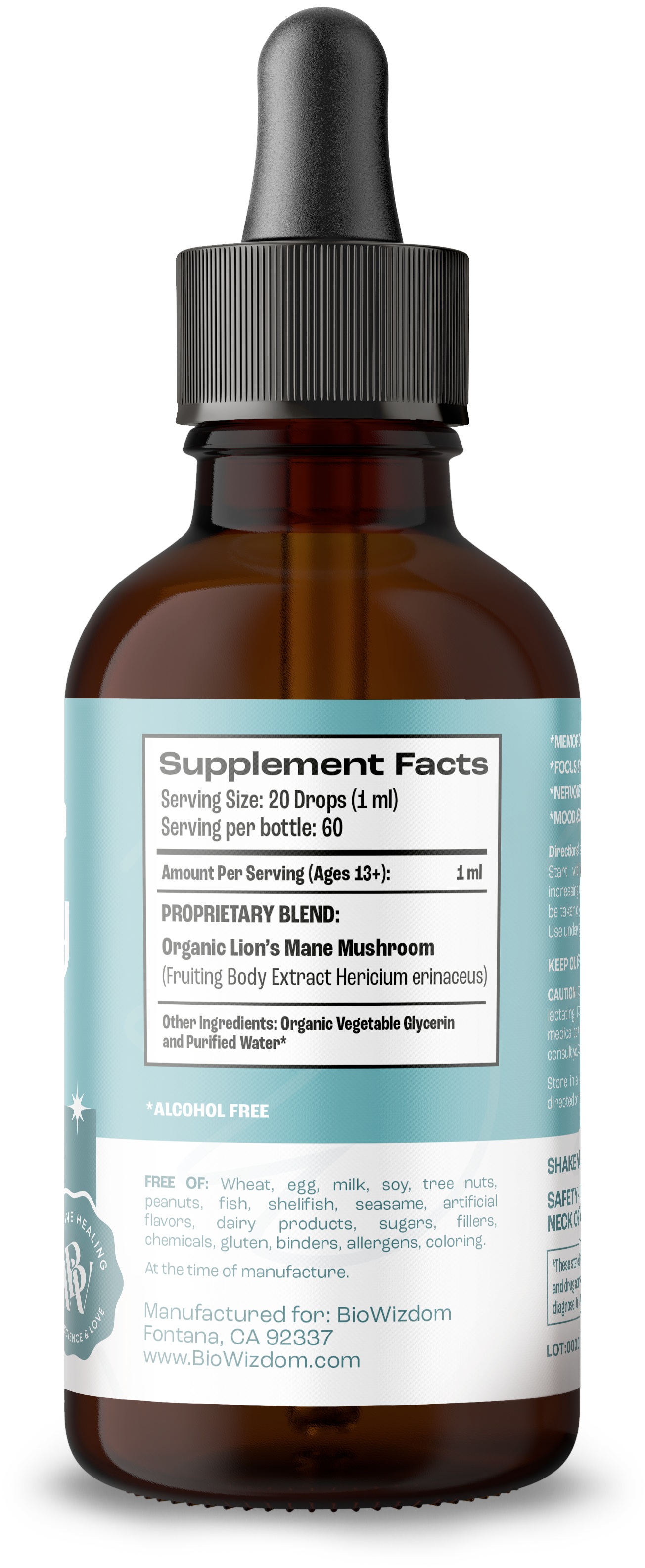BioWizdom Brainy Mane Tincture 2 oz Bottle