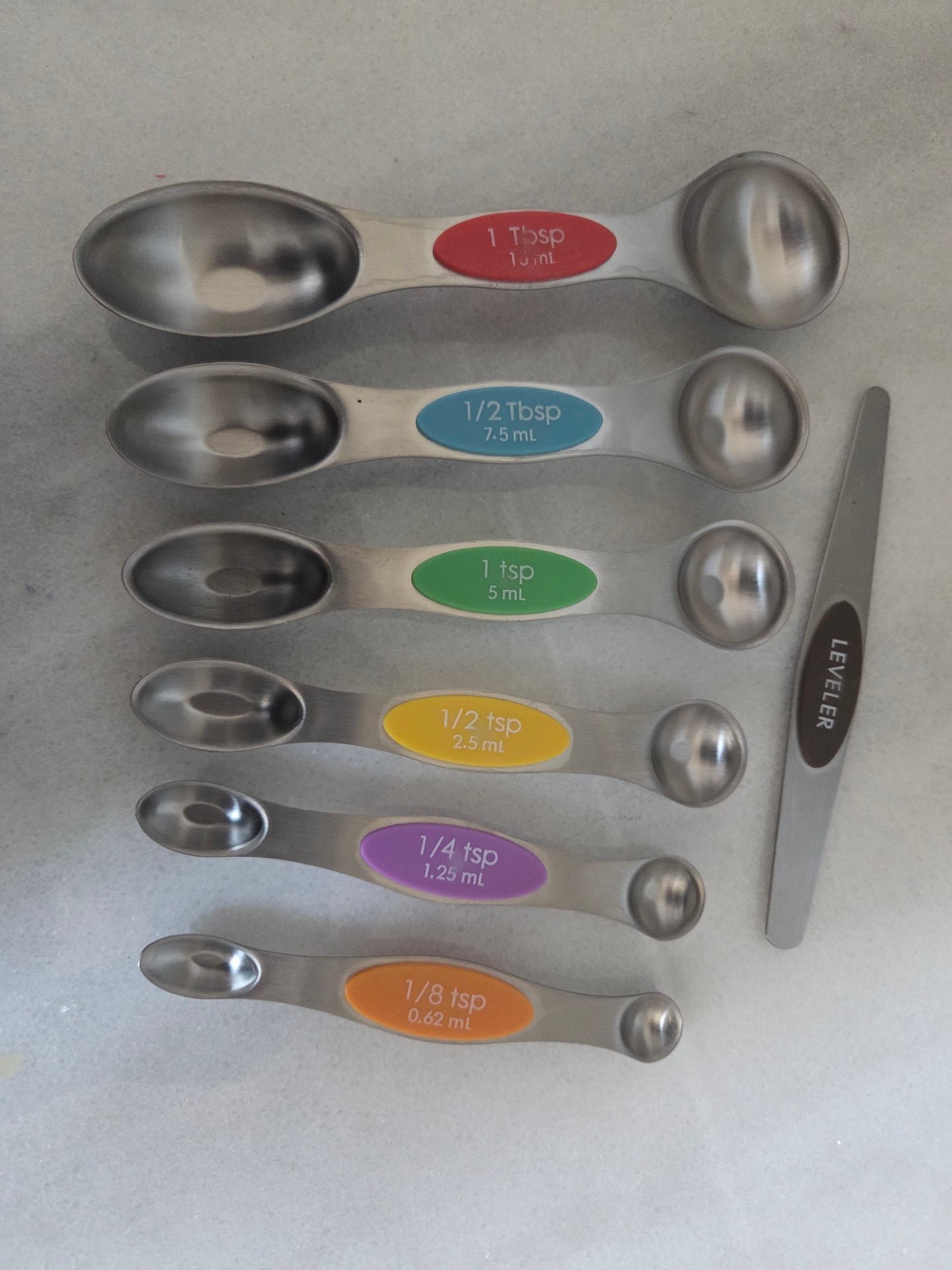 Set of 7 Stainless Steel Magnetic Measuring Spoons