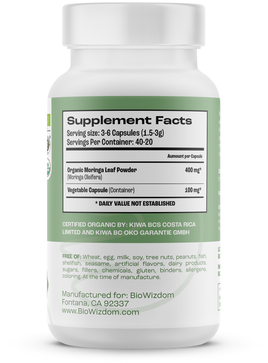 BioWizdom Organic Moringa Leaf (120 caps)
