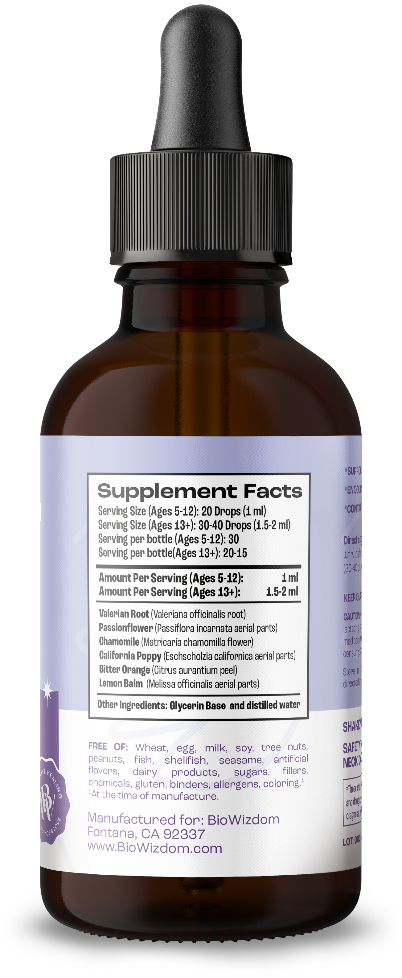 BioWizdom Bed Time Melatonin Free Sleep Tincture 2 oz