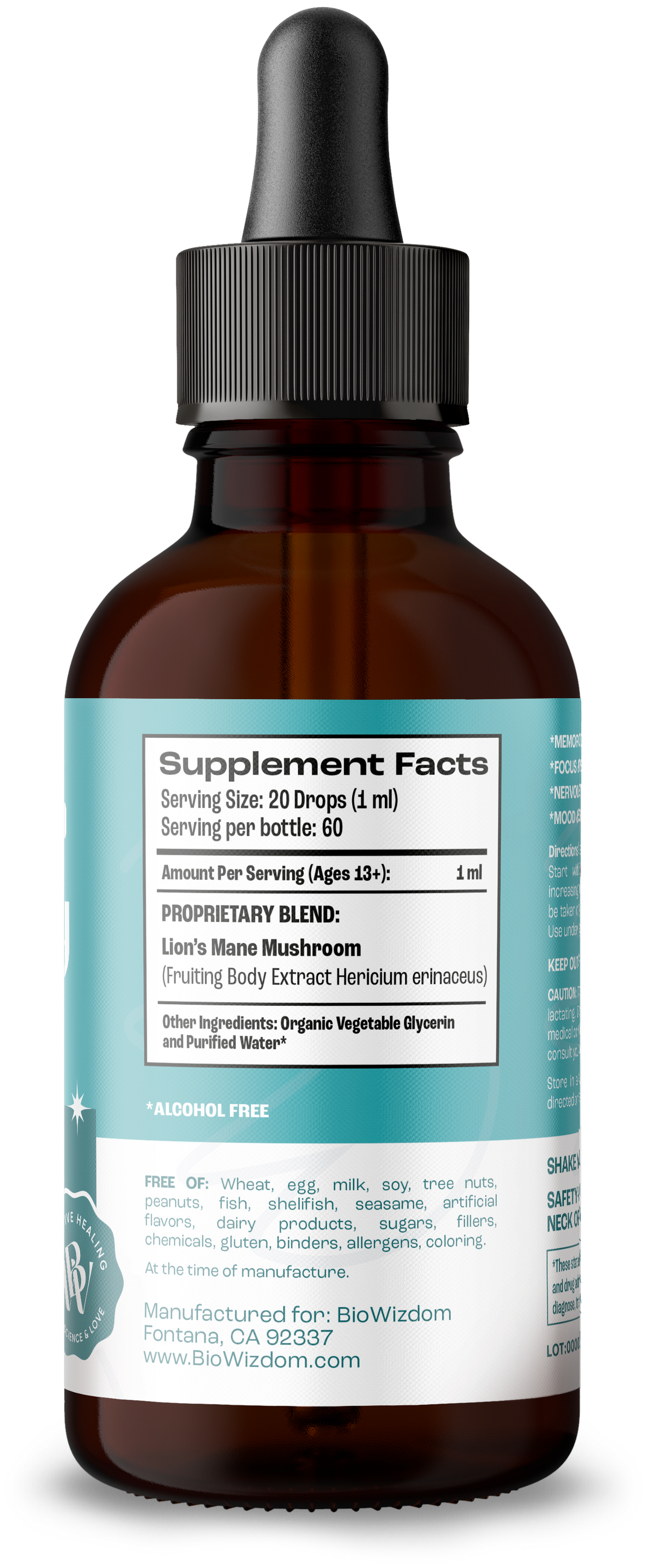 BioWizdom Brainy Mane Tincture 2 oz Bottle