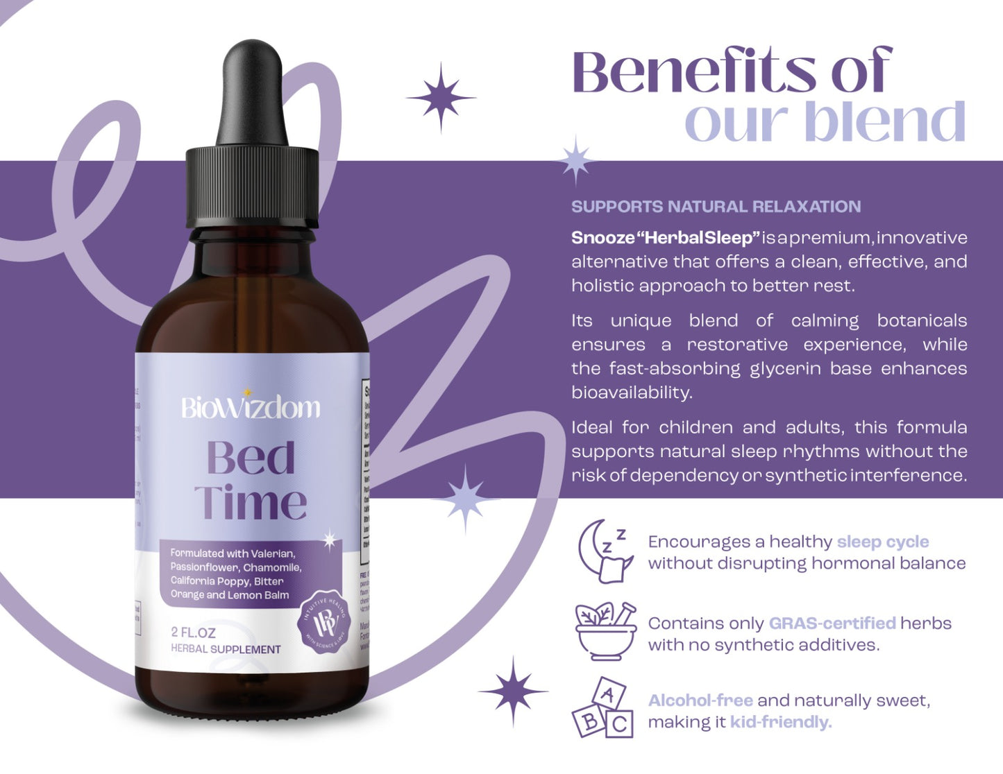 BioWizdom Bed Time Melatonin Free Sleep Tincture 2 oz