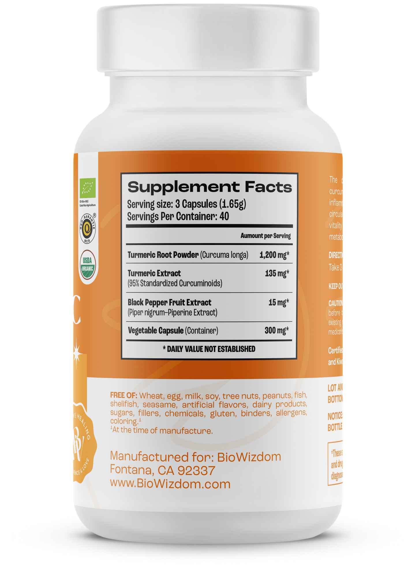 BioWizdom Organic Turmeric (120 caps)