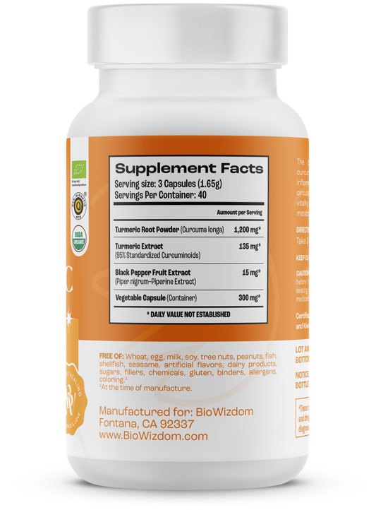 BioWizdom Organic Turmeric (120 caps)